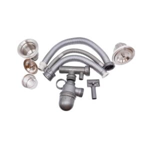Sifon pentru spalator dublu 1 1/2 cu ventil de inox cu iesire DN40 si pahar decantor inox