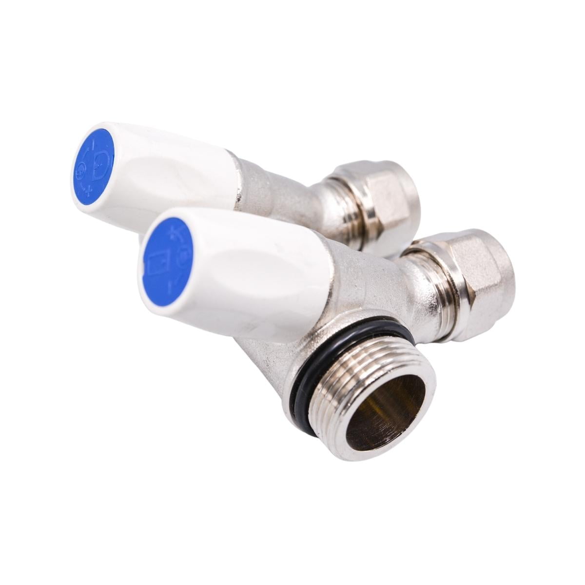 Distribuitor cu 2 cai cu robineti si conector diam. 16 cu 3/4 iesire