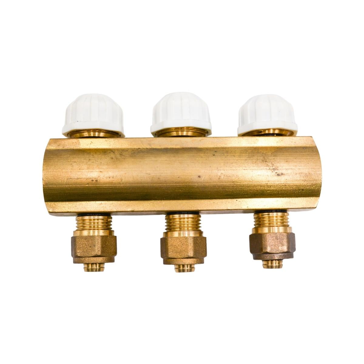 Distribuitor cu 3 cai cu robineti si conector diam. 16 cu 1" iesire