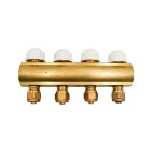 Distribuitor cu 4 cai cu robineti si conector diam. 16 cu 1" iesire