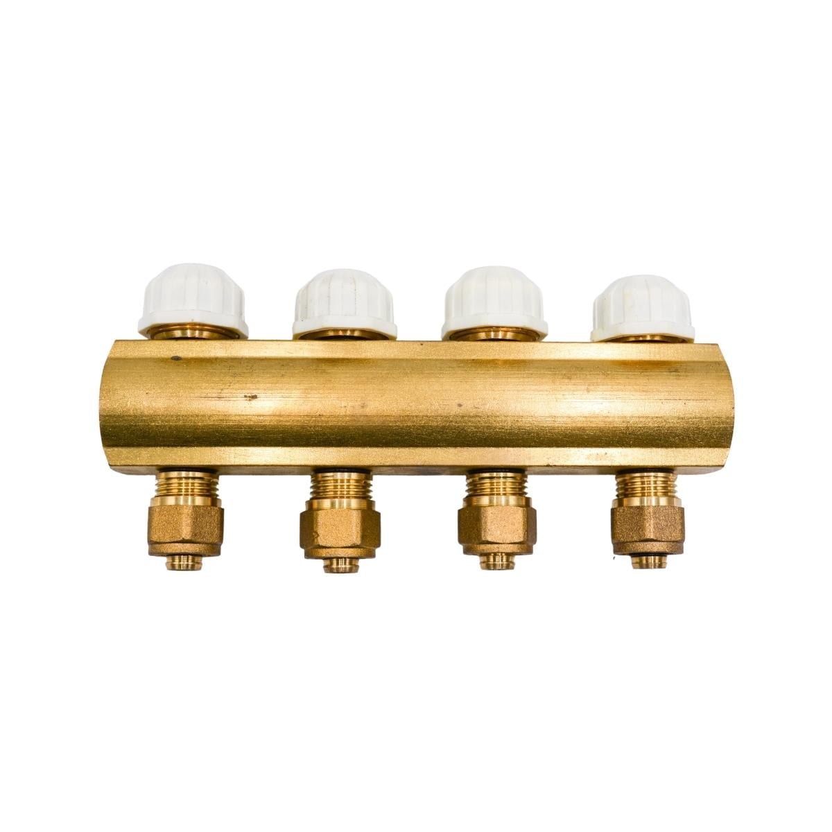 Distribuitor cu 4 cai cu robineti si conector diam. 16 cu 1" iesire