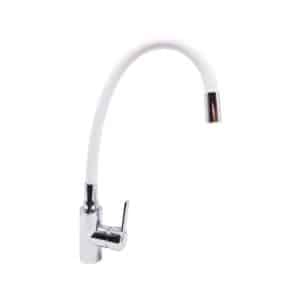 Baterie bucatarie gat flexibil cu racorduri 1/2 si sistem de prindere culoare alb S 1783