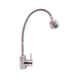 Baterie bucatarie gat flexibil inox cu perlator 2 functii cu racorduri 1/2 si sistem de prindere